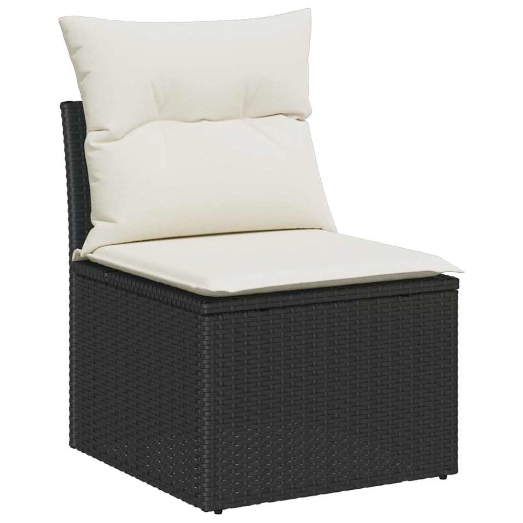 10-delig ligbedset met kussens zwart poly riet