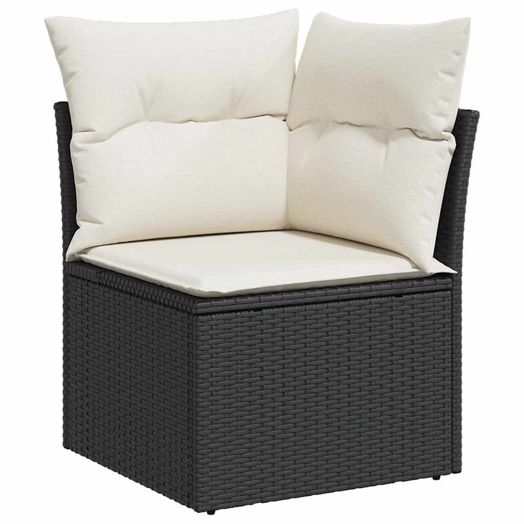 10-delig ligbedset met kussens zwart poly riet