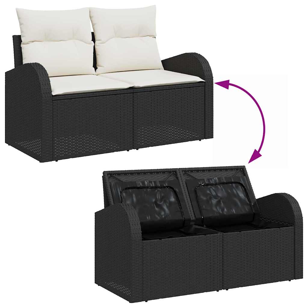 10-delig ligbedset met kussens zwart poly riet