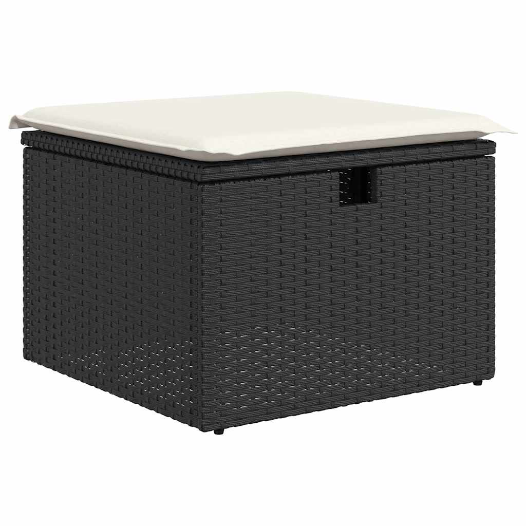 6-delige tuinset met kussens in zwart poly rattan