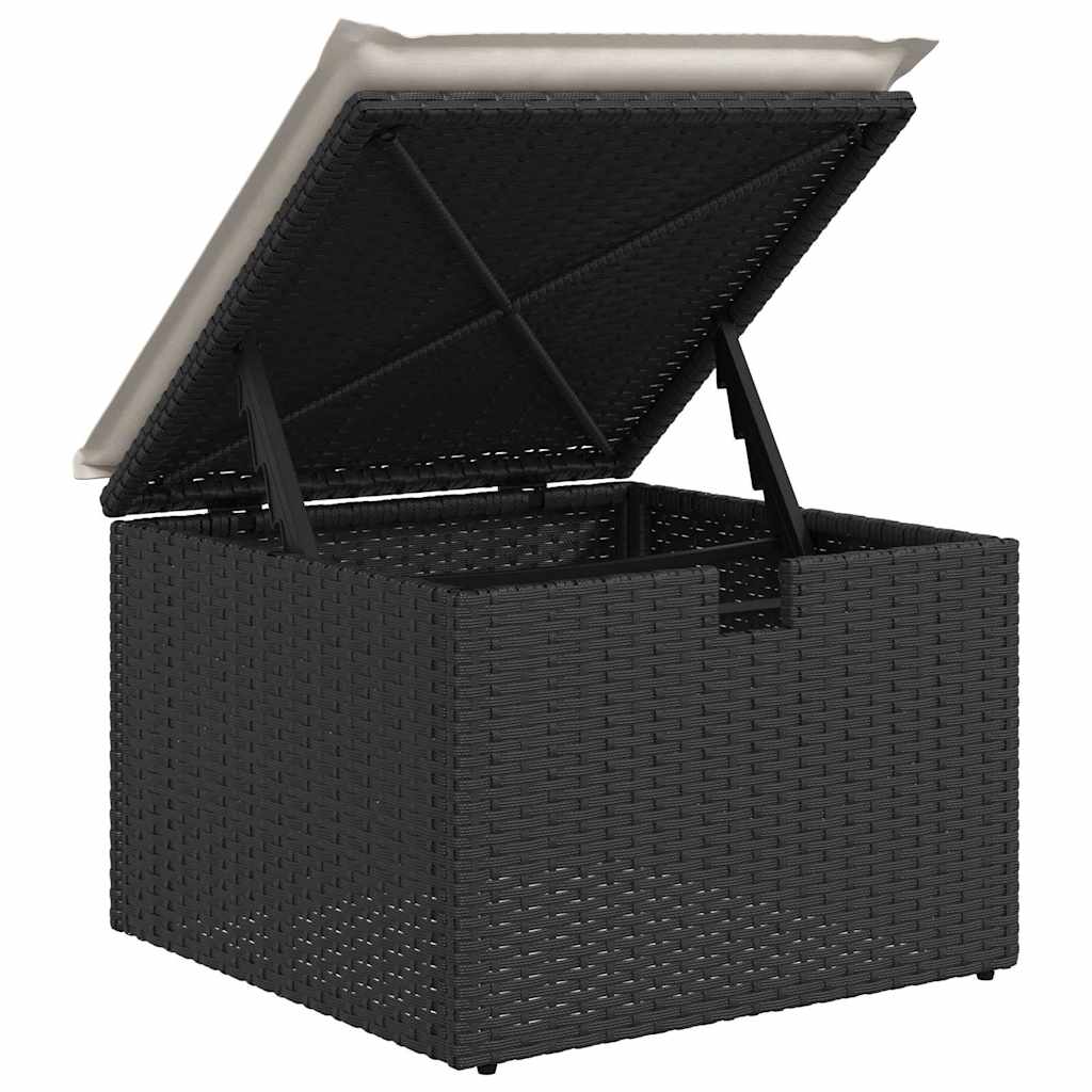 6-delige tuinset met kussens in zwart poly rattan