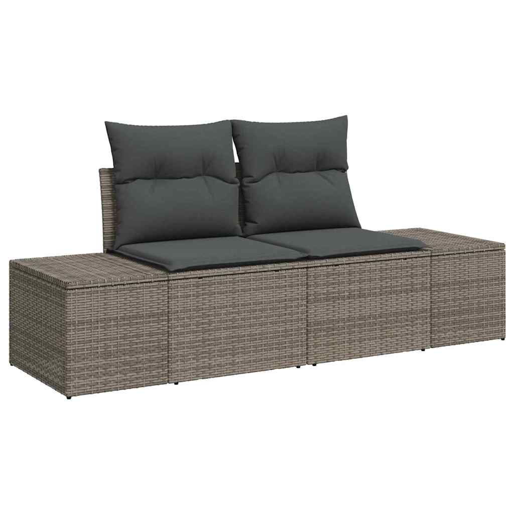 6-delige tuinset met kussens in grijs poly rattan