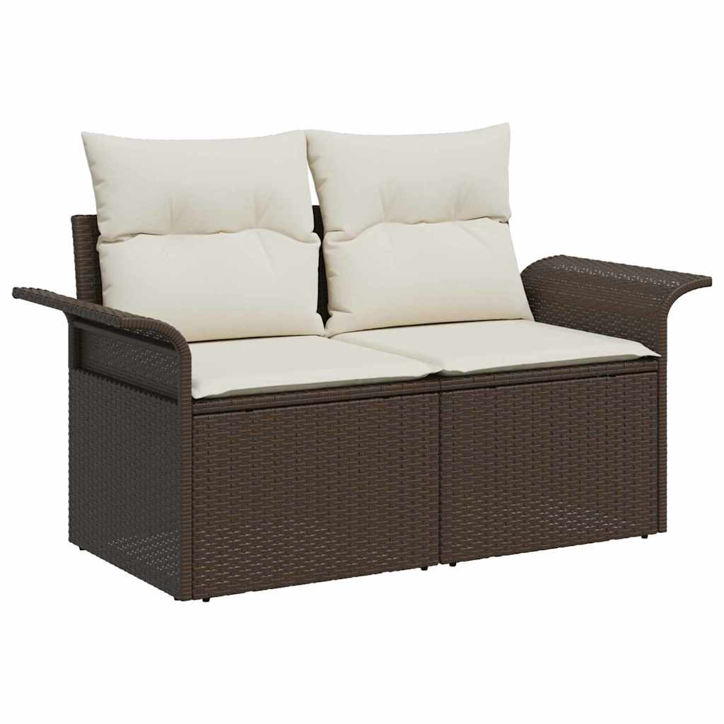 6-delige tuinset met kussens in bruin poly rattan