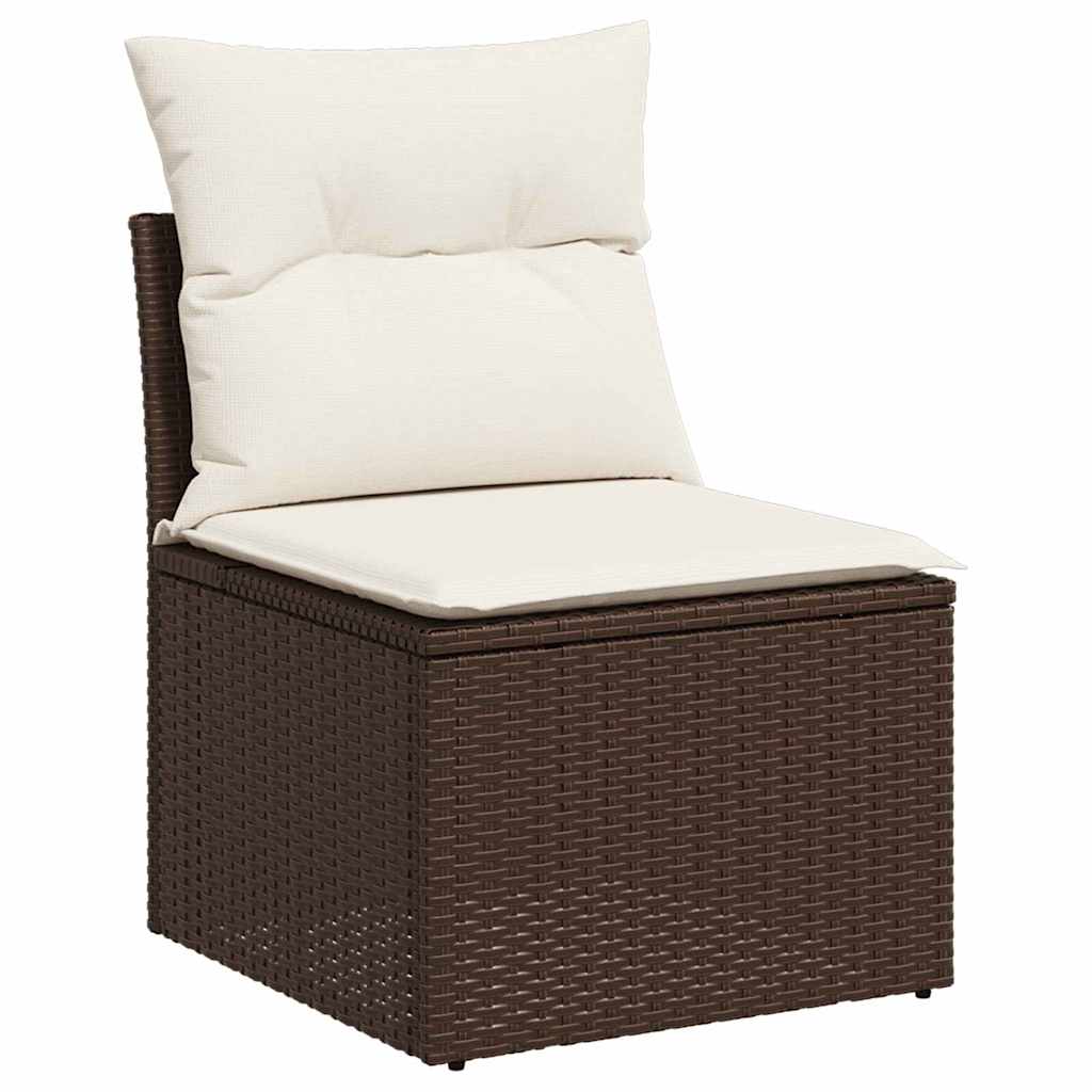 6-delige tuinset met kussens in bruin poly rattan
