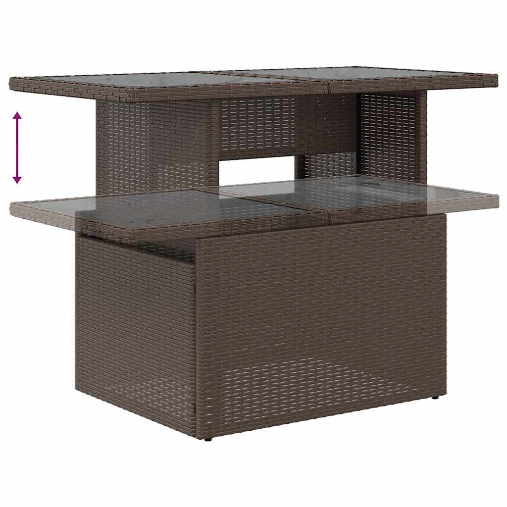 6-delige tuinset met kussens in bruin poly rattan