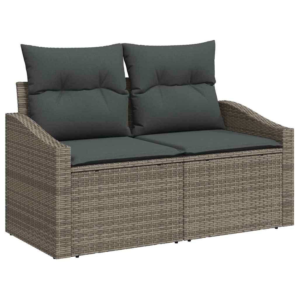 6-delige tuinset met kussens in grijs poly rattan