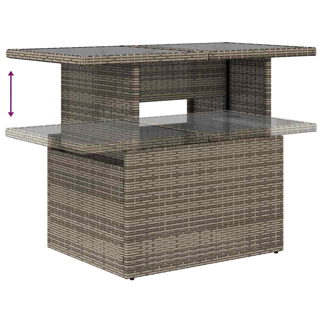 6-delige tuinset met kussens in grijs poly rattan