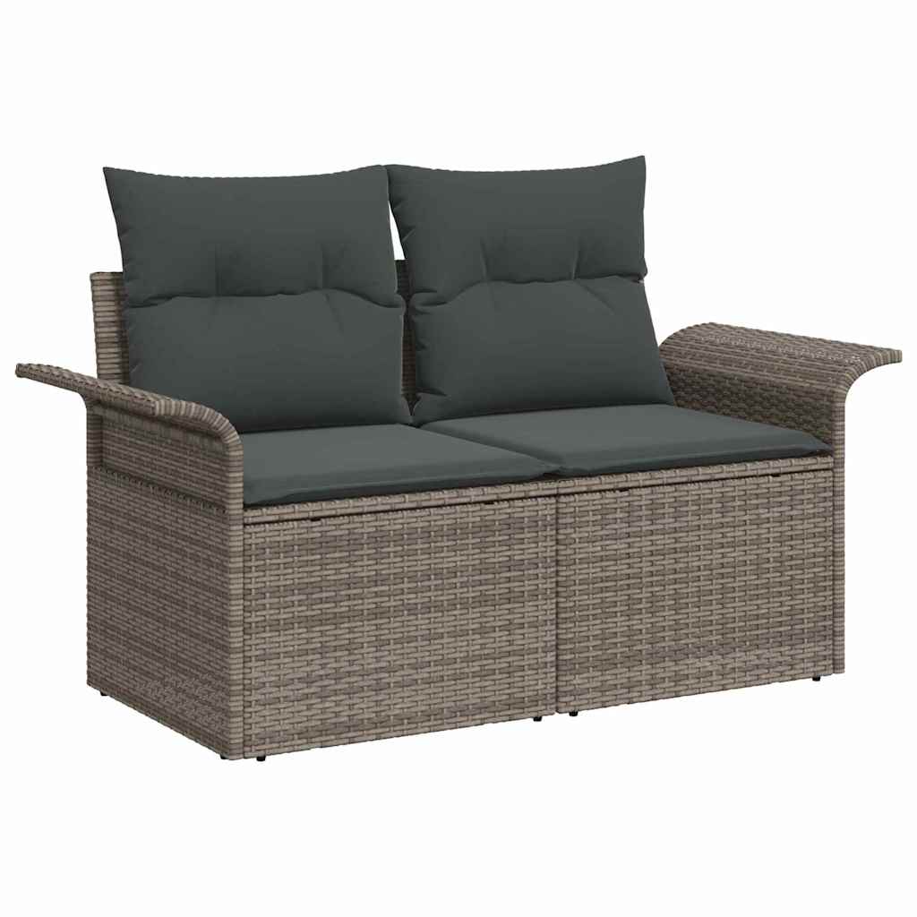6-delige tuinset met kussens in het grijs van poly rattan