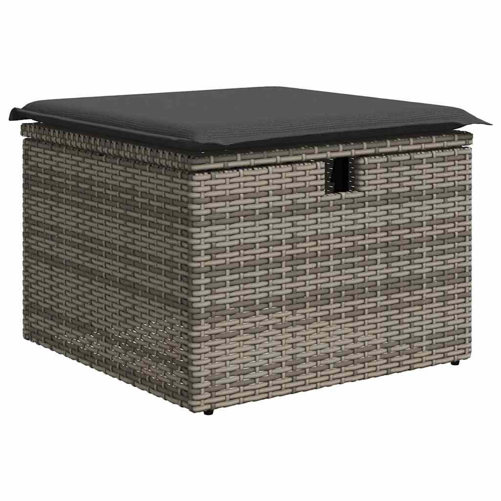 6-delige tuinset met kussens in het grijs van poly rattan