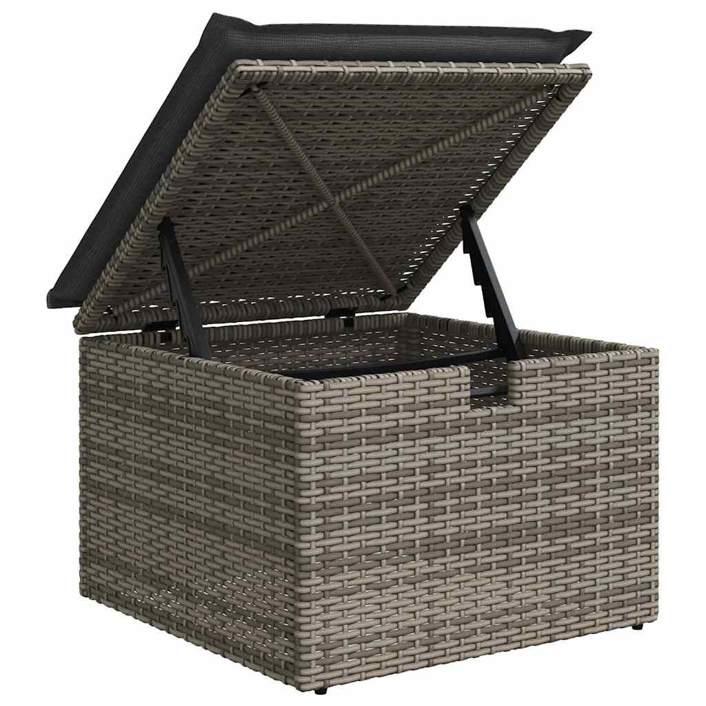 6-delige tuinset met kussens in het grijs van poly rattan