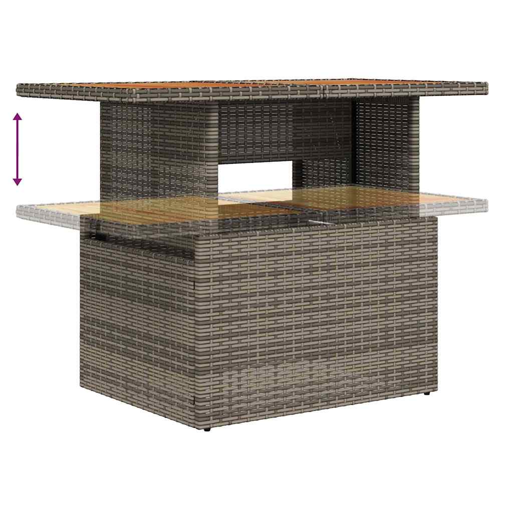 6-delige tuinset met kussens in het grijs van poly rattan