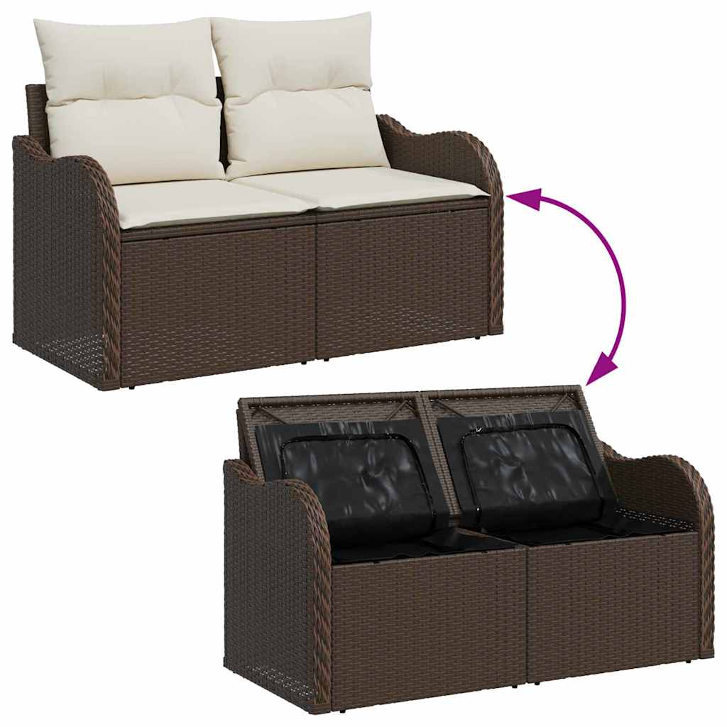 6-delige tuinset met kussens in bruin poly rattan