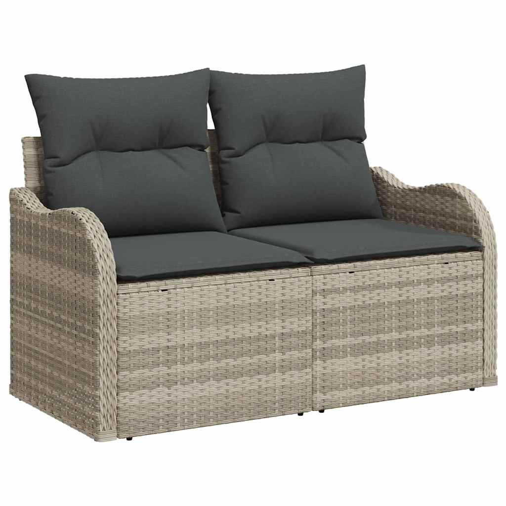 6-delige tuinset met kussens in lichtgrijs poly rattan