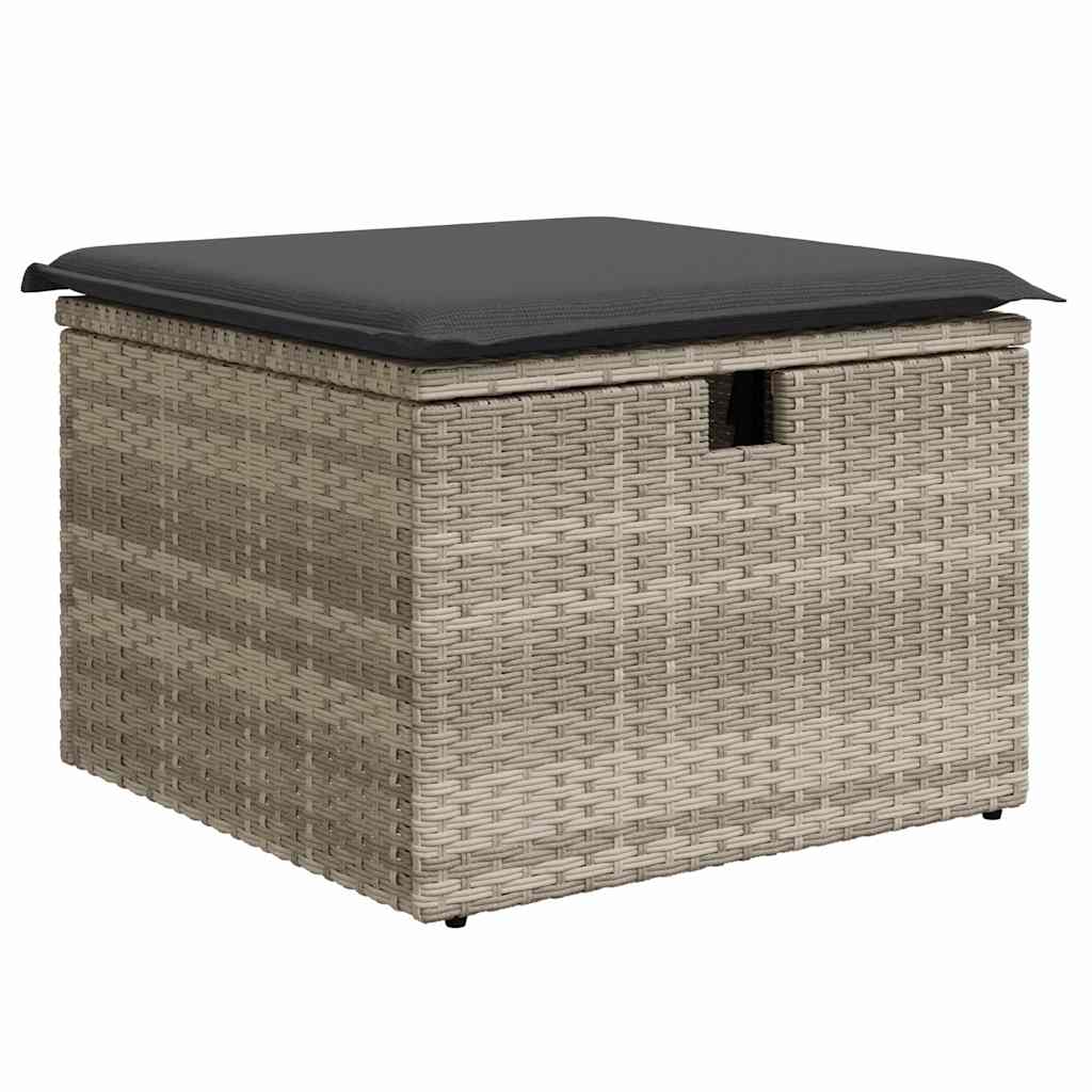6-delige tuinset met kussens in lichtgrijs poly rattan