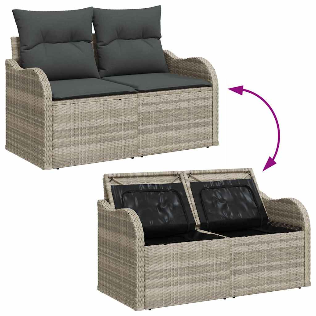 6-delige tuinset met kussens in lichtgrijs poly rattan