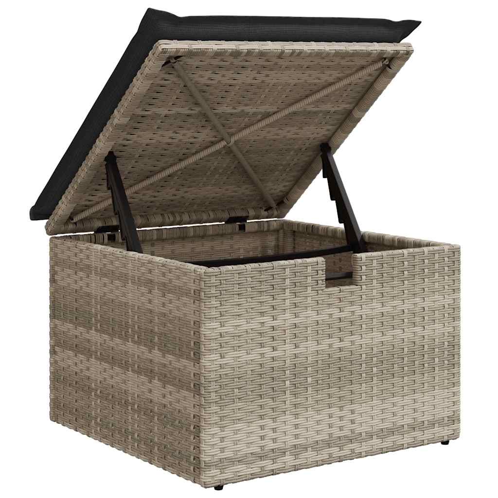 6-delige tuinset met kussens in lichtgrijs poly rattan