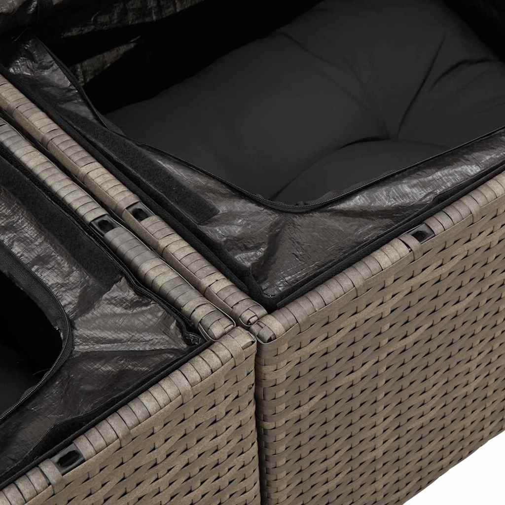 6-delige tuinset met kussens in grijs poly rattan