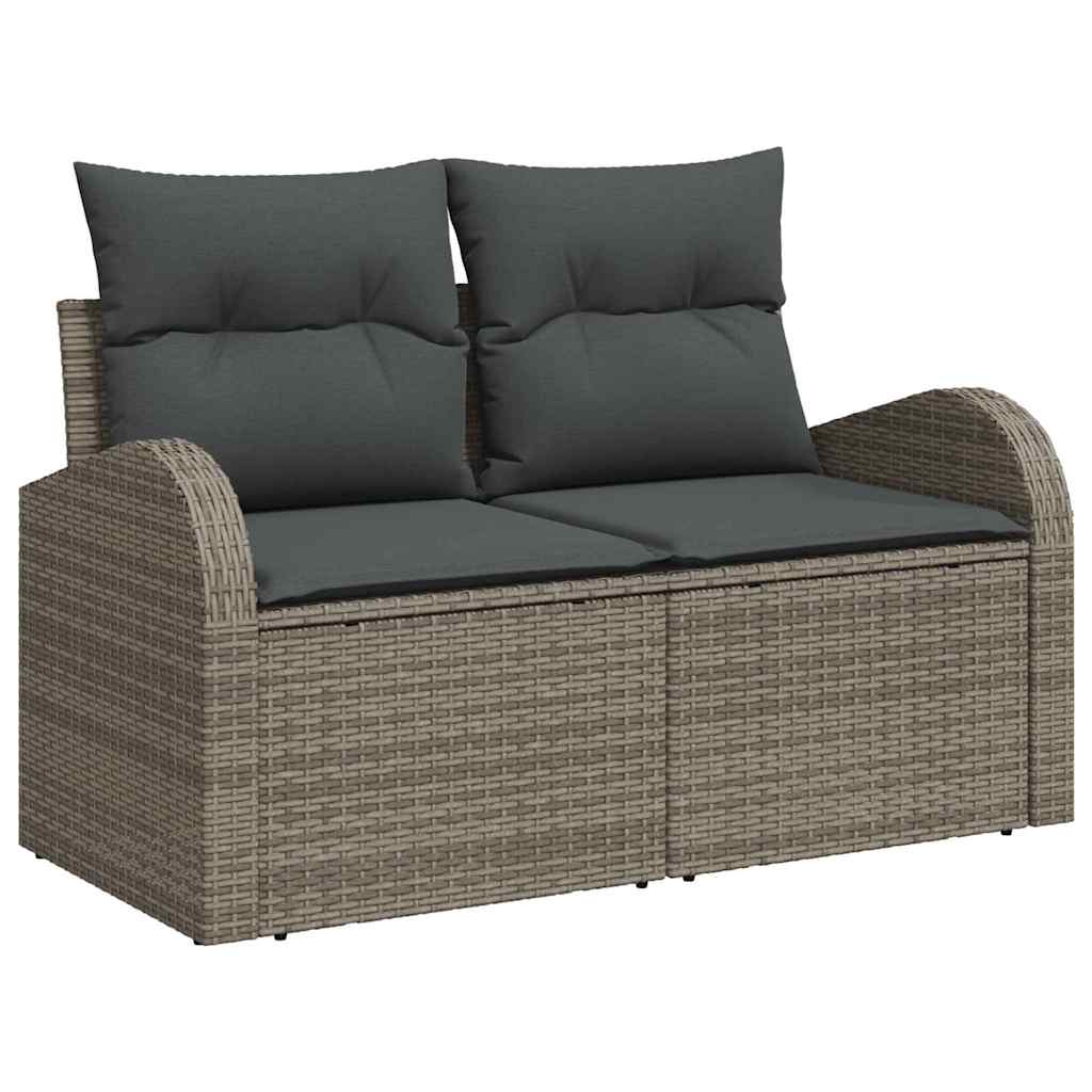 6-delige tuinset met kussens in grijs poly rattan