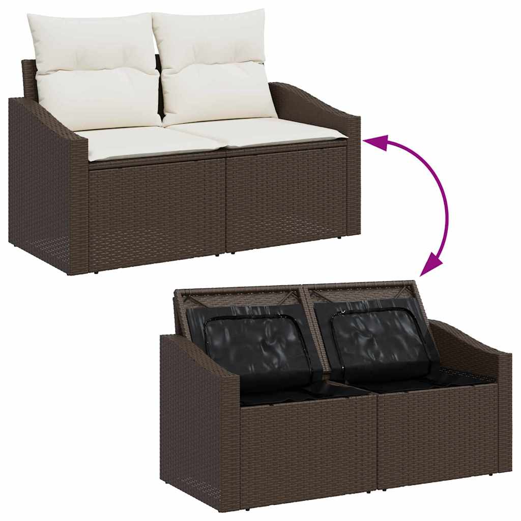 6-delige Tuinset met Kussens in Bruin Poly Rattan