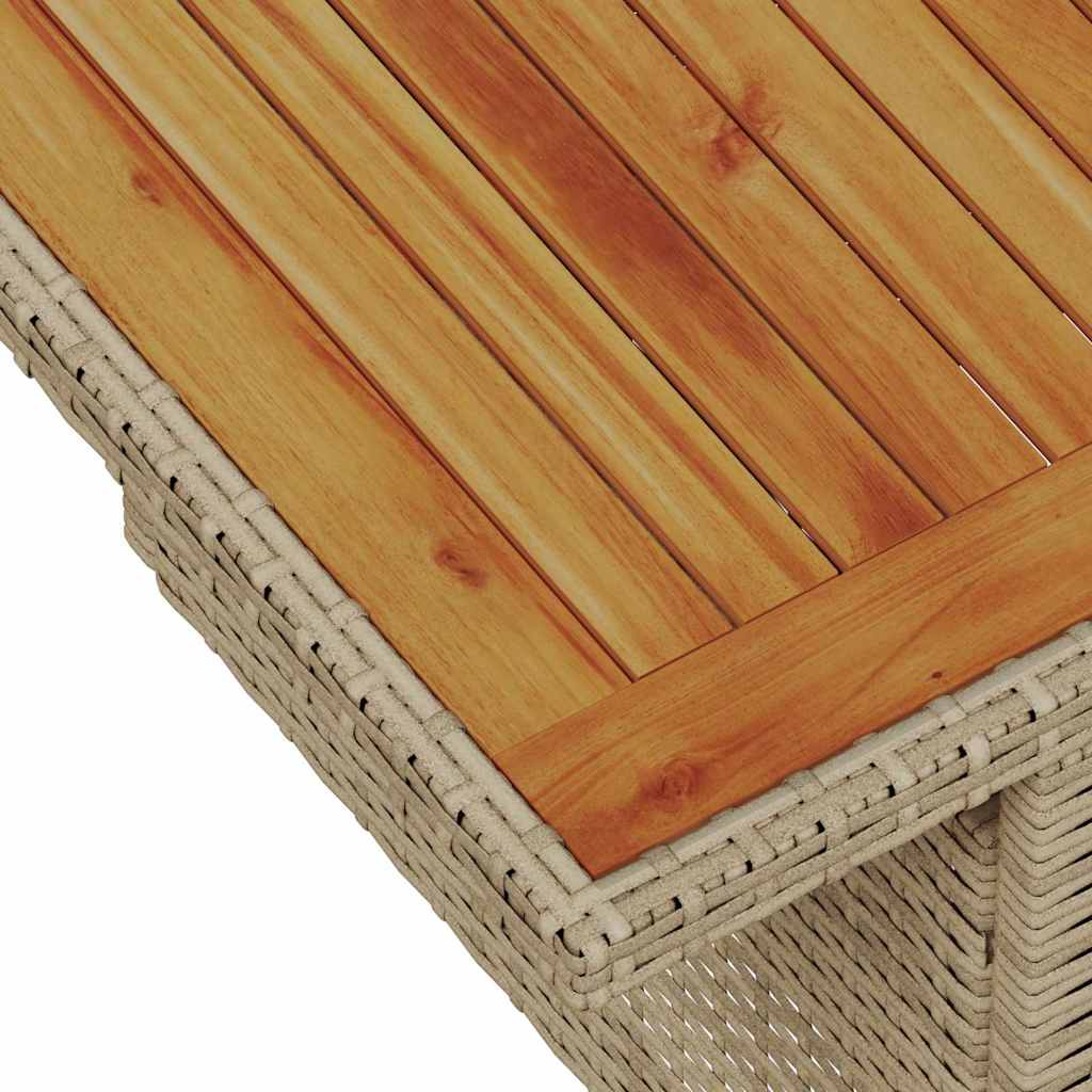 6-delige tuinset met kussens in beige poly rattan en acaciahout