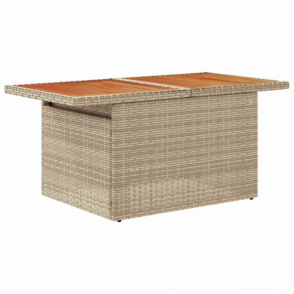 6-delige tuinset met kussens in beige poly rattan en acaciahout