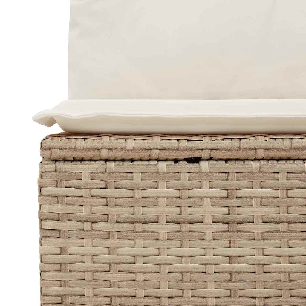 10-delig Tuin Sofa Set met Kussens in Beige van Poly Rattan en Acacia.