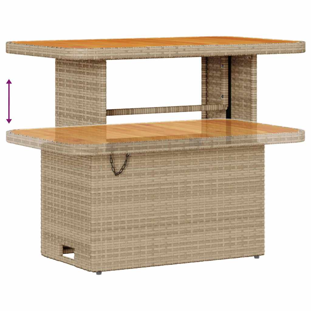 10-delig Tuin Sofa Set met Kussens in Beige van Poly Rattan en Acacia.
