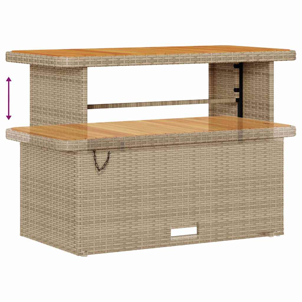 10 Delige Tuin Sofa Set met Kussens Beige Poly Rattan Acacia
