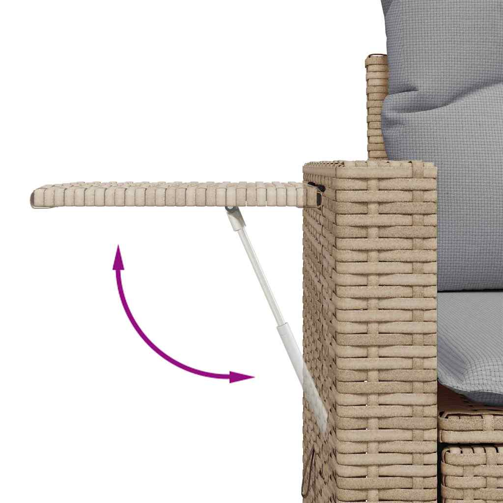 10 Delige Tuin Sofa Set met Kussens Beige Poly Rattan Acacia