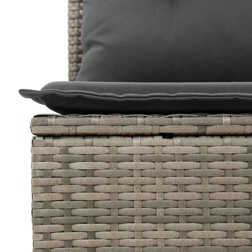 10-delige lounge set voor buiten met kussens van grijs poly rattan en acacia