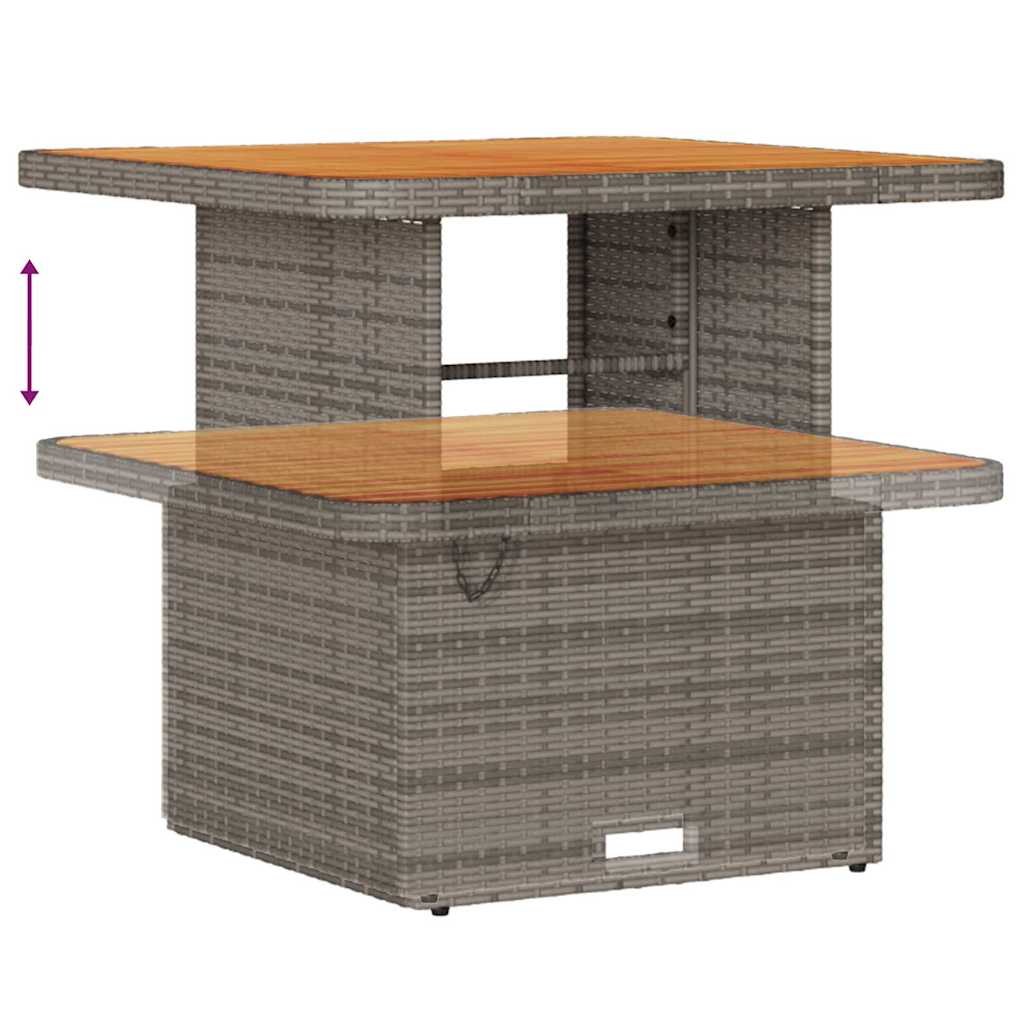 10-delige lounge set voor buiten met kussens van grijs poly rattan en acacia