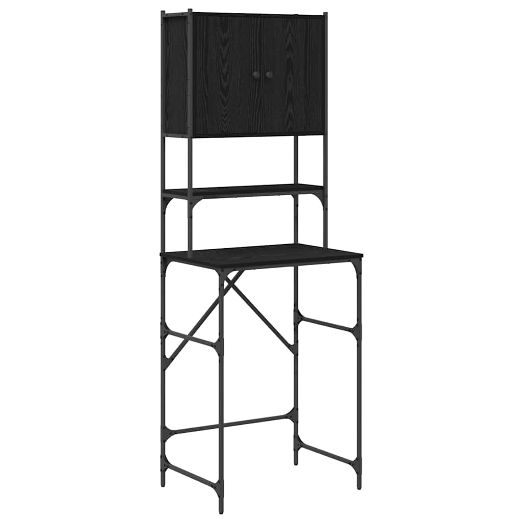 wasmachinekast Zwart Eiken 68x48.5x194 cm