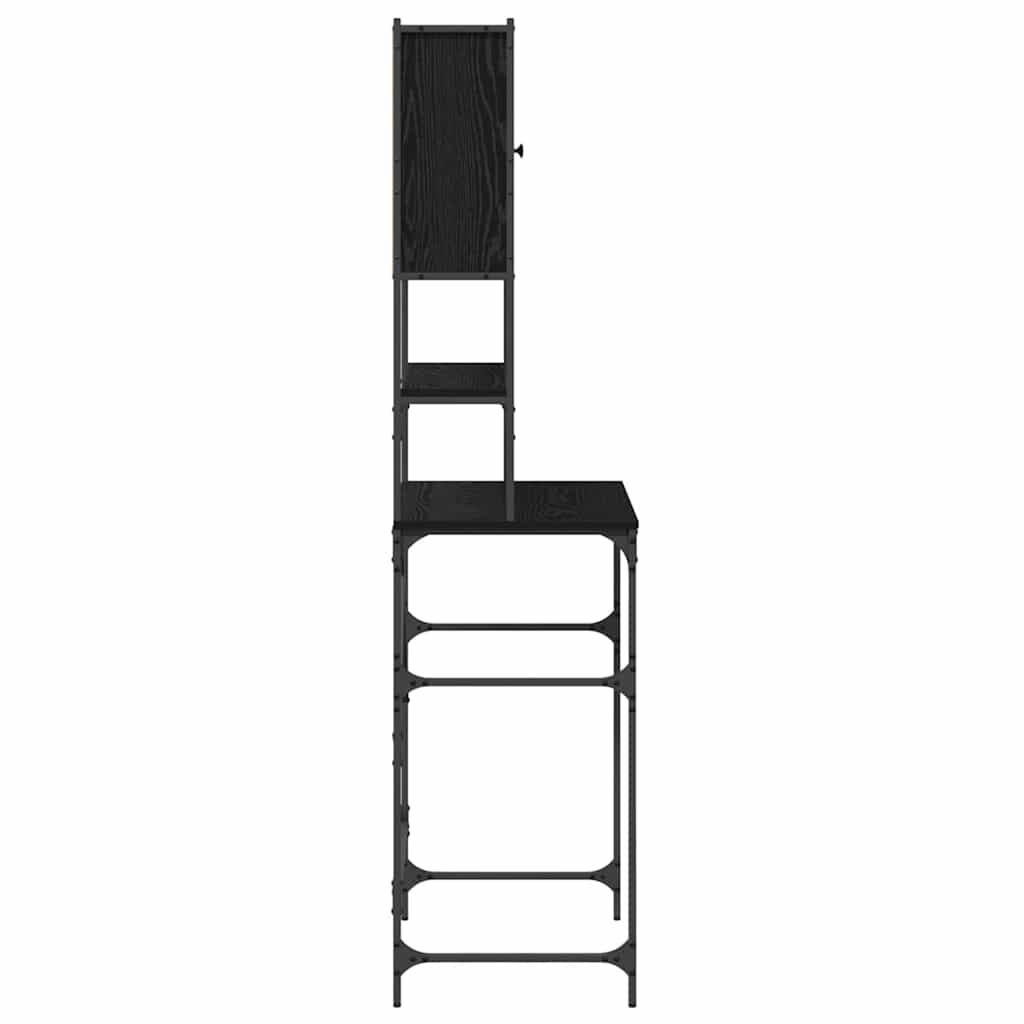 wasmachinekast Zwart Eiken 68x48.5x194 cm