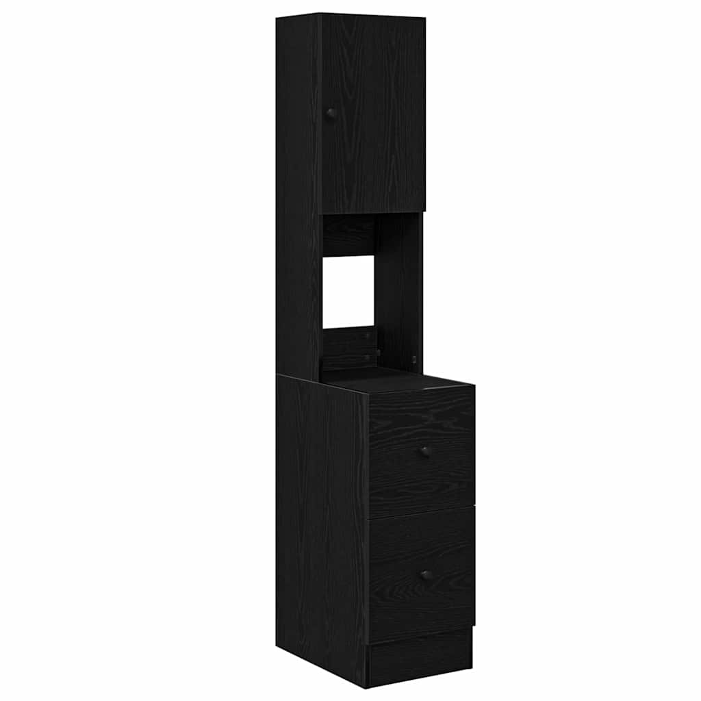 Keukenkast met lade met plank Zwart eiken Bewerkt hout