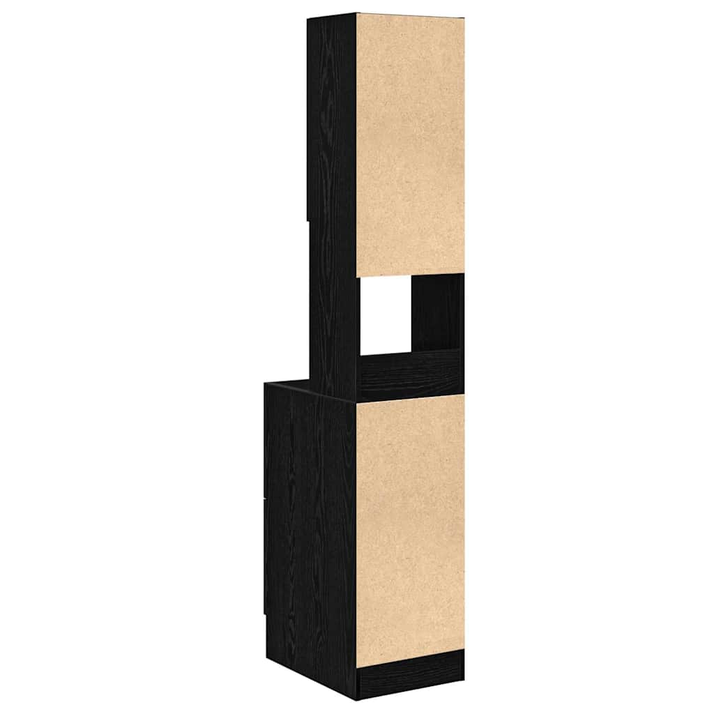 Keukenkast met lade met plank Zwart eiken Bewerkt hout
