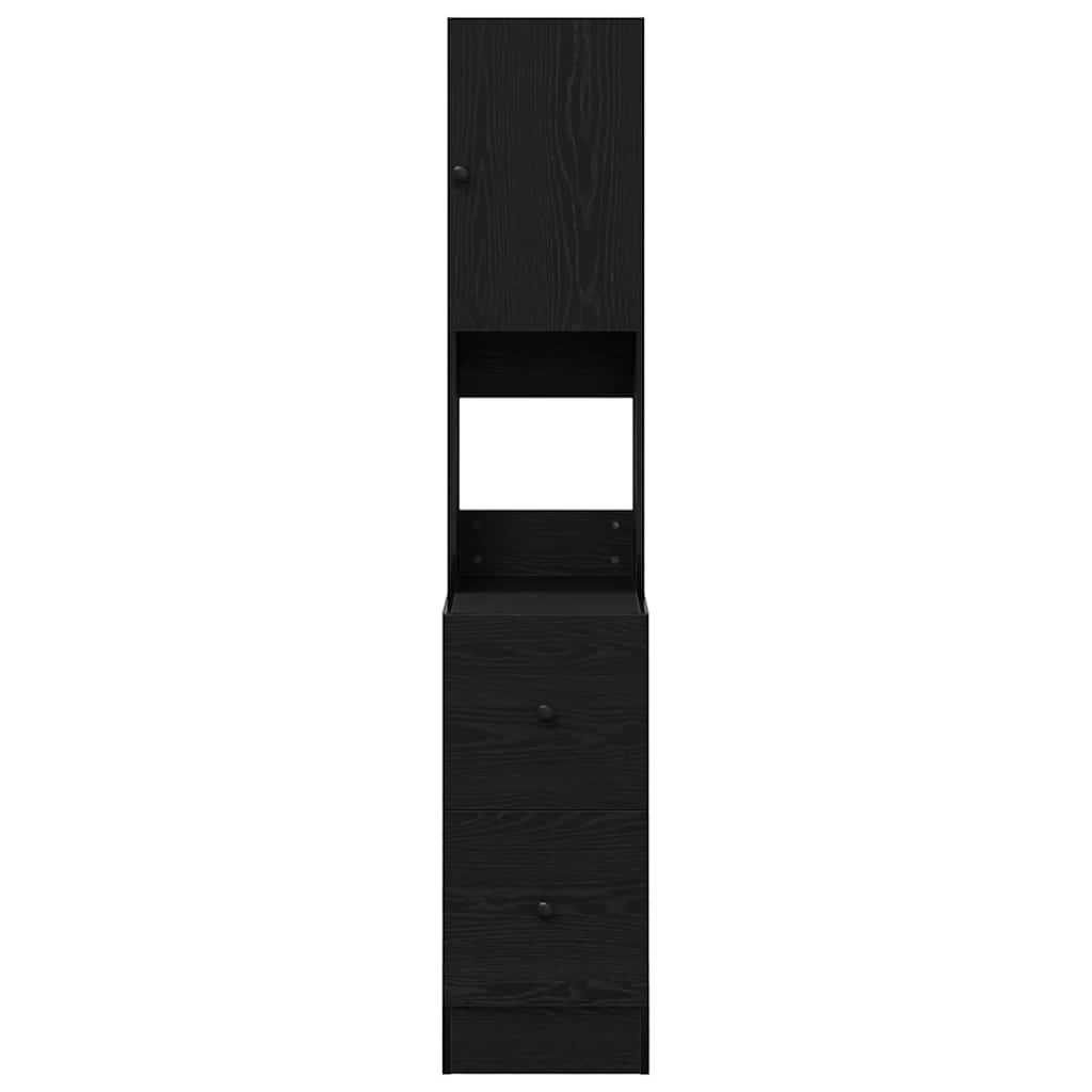 Keukenkast met lade met plank Zwart eiken Bewerkt hout