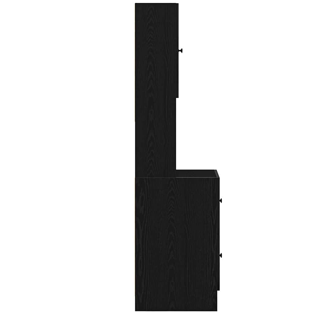 Keukenkast met lade met plank Zwart eiken Bewerkt hout
