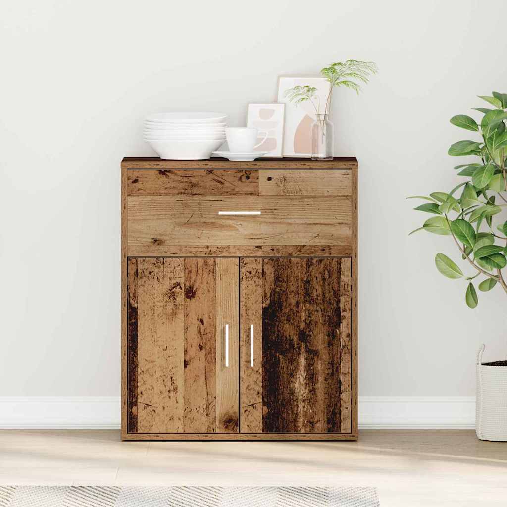 Dressoir met lade met plank met opslag met de deur Oud hout 60 x 31 x 70 cm Bewerkt hout