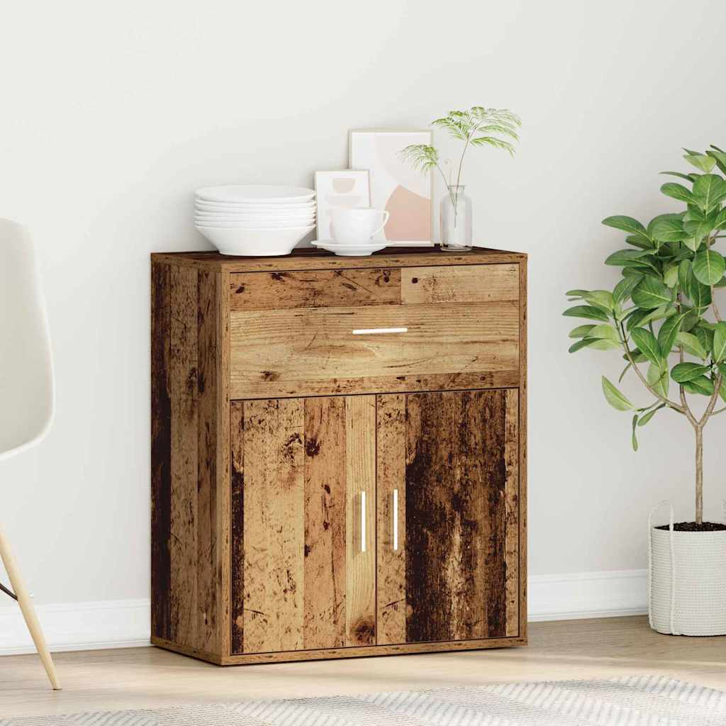 Dressoir met lade met plank met opslag met de deur Oud hout 60 x 31 x 70 cm Bewerkt hout