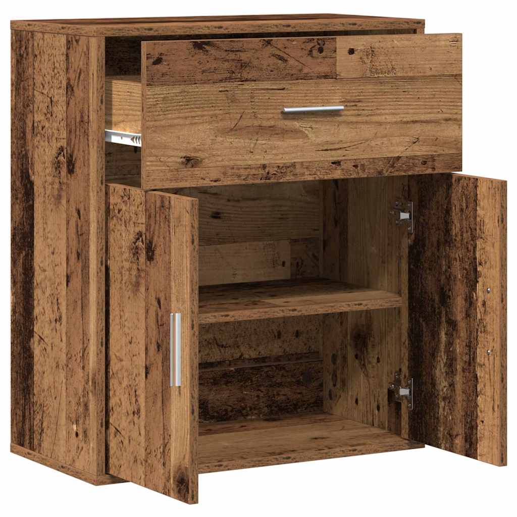 Dressoir met lade met plank met opslag met de deur Oud hout 60 x 31 x 70 cm Bewerkt hout