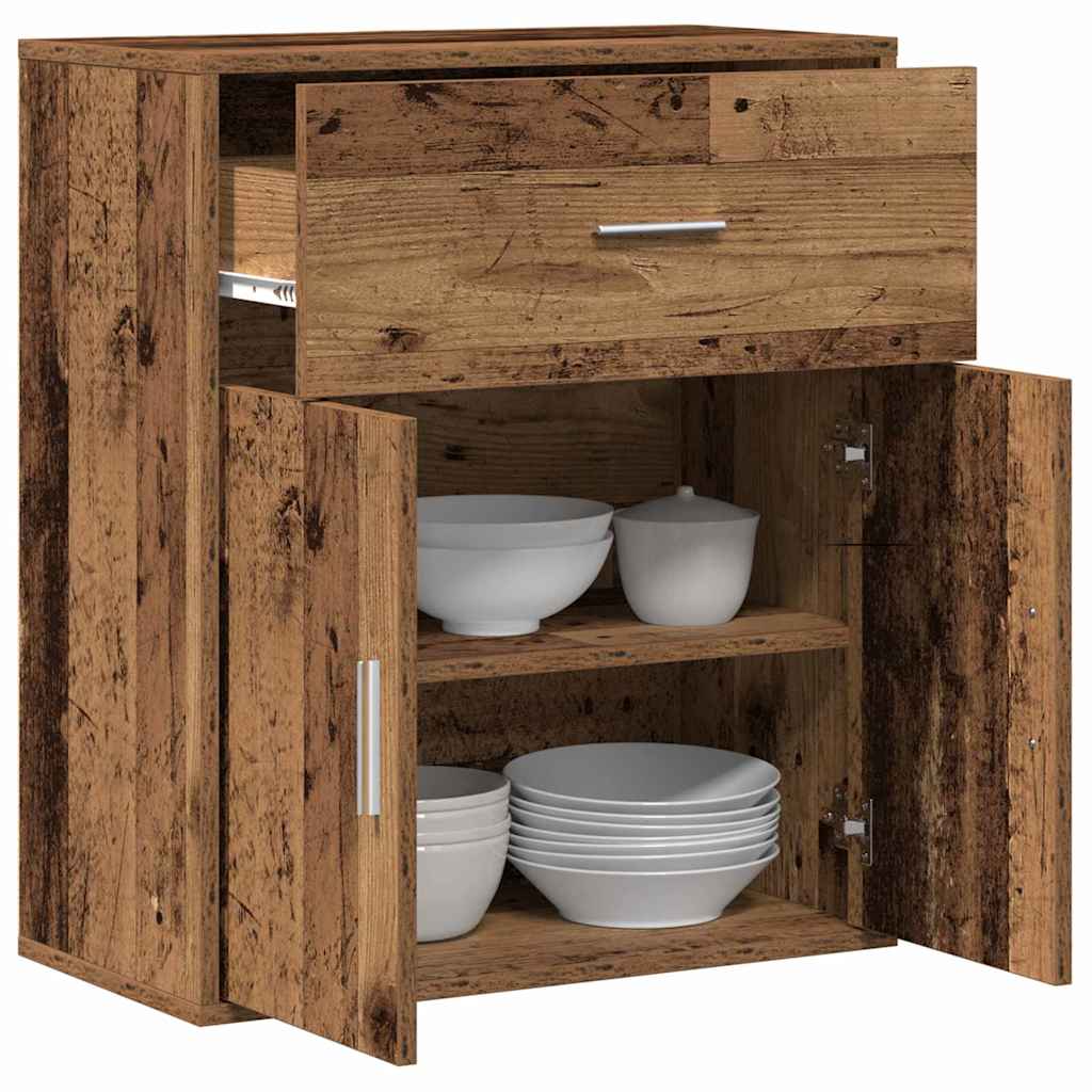 Dressoir met lade met plank met opslag met de deur Oud hout 60 x 31 x 70 cm Bewerkt hout