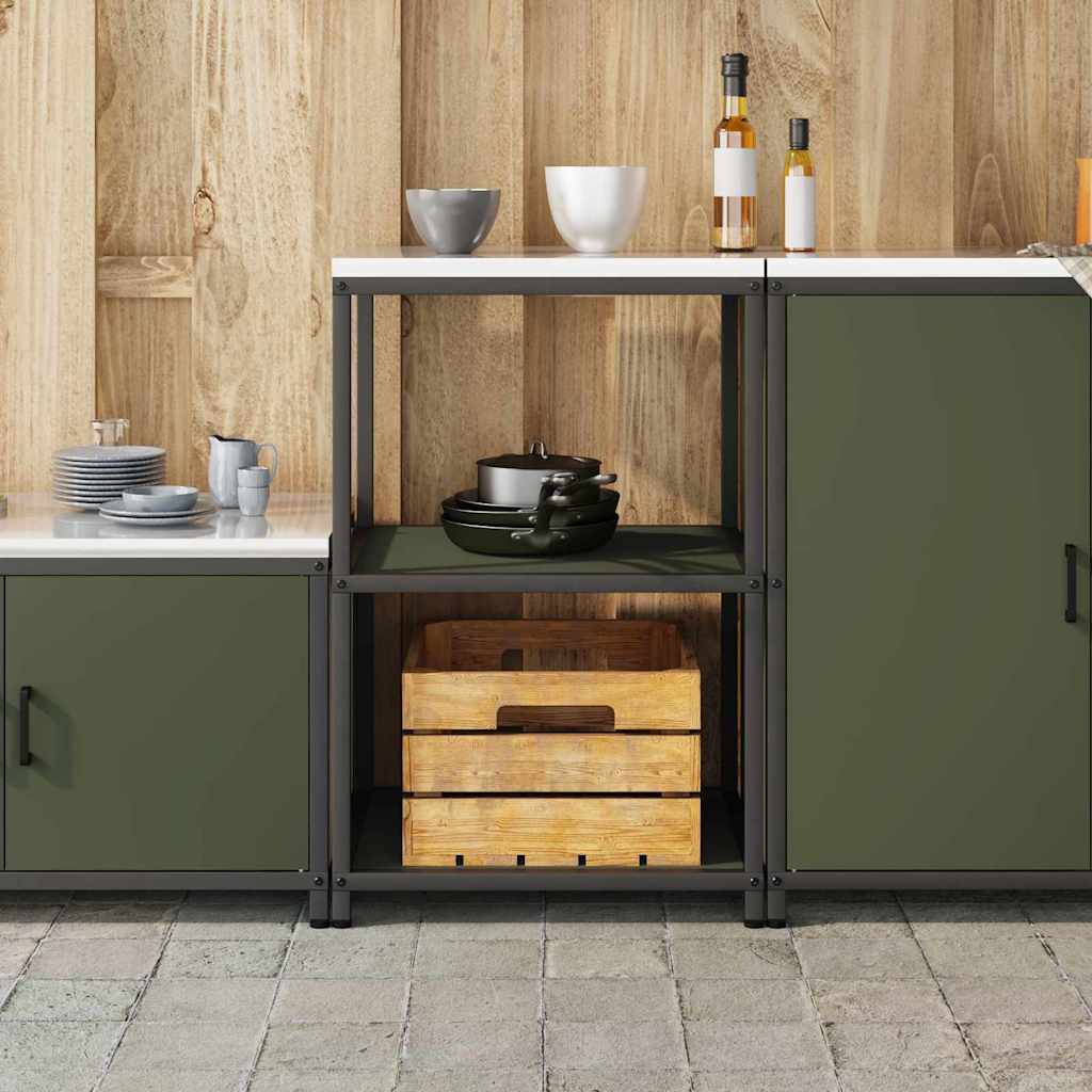 Keuken opslag plank met plank met opslag Olijfgroen Staal